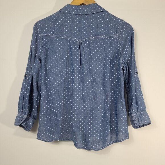 Confess Blue and White Polka Dot Button Up Shirt - Picture 12 of 15